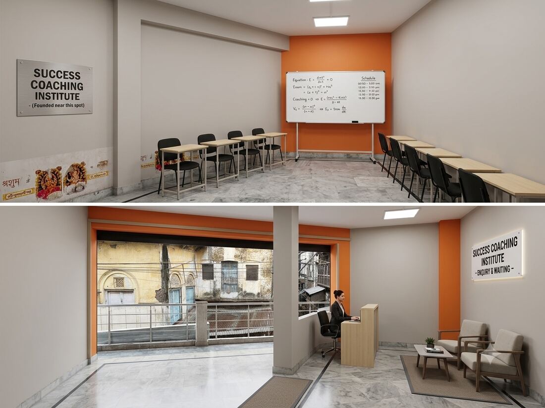 AI-generated fit-out concept for a unit at Trikon Complex, Raja Mandi