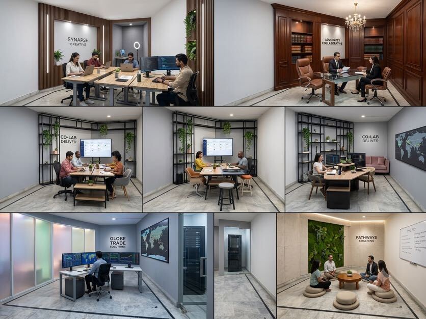AI-generated fit-out concept for a unit at Trikon Complex, Raja Mandi